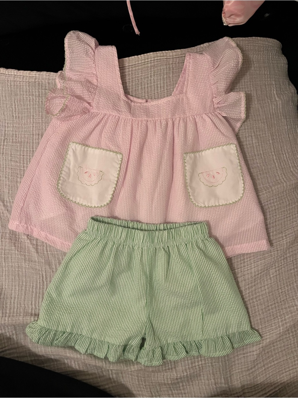 Stitch fish toddler girl embroidered watermelon outfit